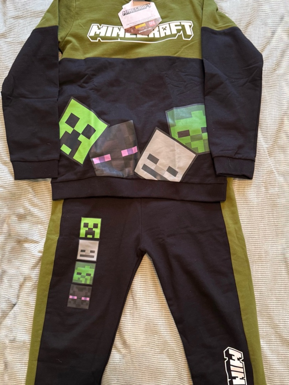 Kids Matching Set - Black & Olive Green Sweatshirt and Pants